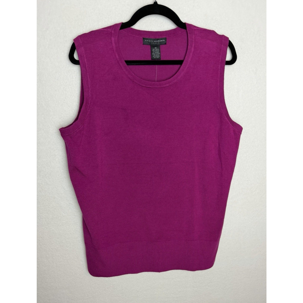 Grace Elements Women's Fuschia Sleeveless Crew Neck Sweater Vest Size 2X NWT
